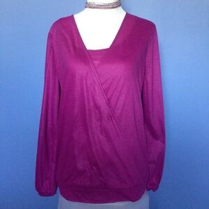 Magenta Banana Republic Draped Top Petite Medium